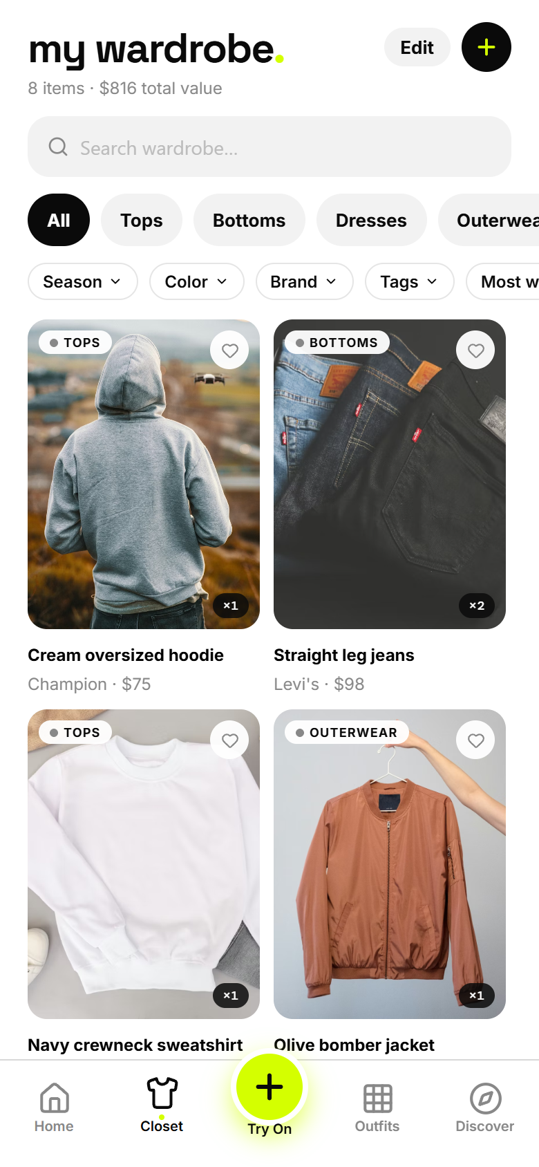 Your wardrobe, organized